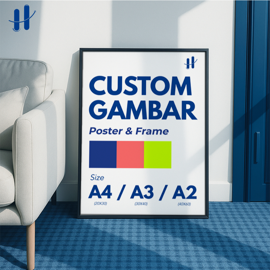 Haydecor Custom Cetak + Bingkai Photowall Keluarga Foto Sendiri Pajangan Ruang Kamar Dekorasi