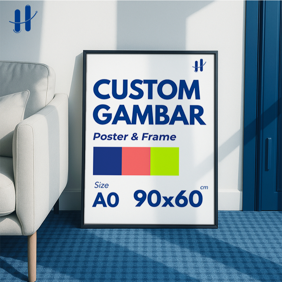 Haydecor Custom 90X60 CM Cetak + Bingkai Frame Photowall Keluarga Pajangan Kamar Dekorasi