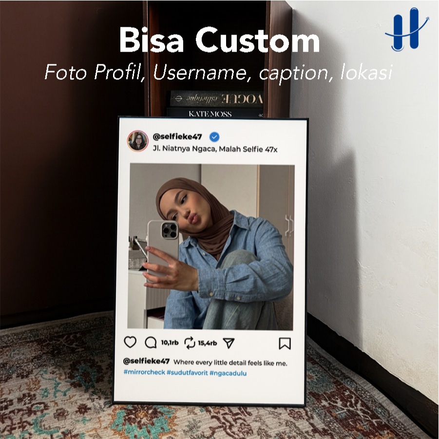 Haydecor Mirror Frame Custom Foto Instagram Aesthetic Pajangan Dekor Kamar Kekinian