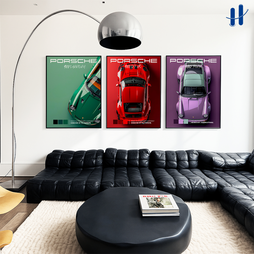 Haydecor Porsche 911 Bingkai Frame Mobil Sport Pajangan Dinding Dekorasi Kamar Aesthetic Walldecor
