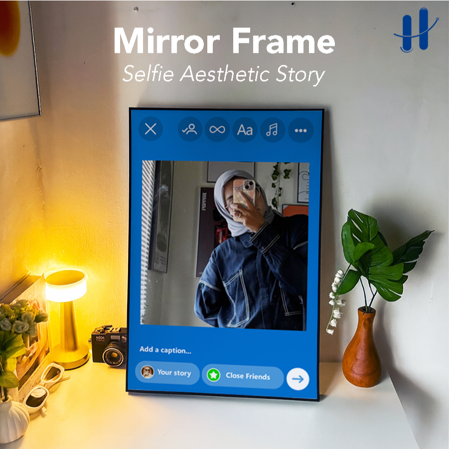 Haydecor Cermin Dinding Aesthetic Mirror Frame Selfie Story Pajangan Dinding Estetik Modern