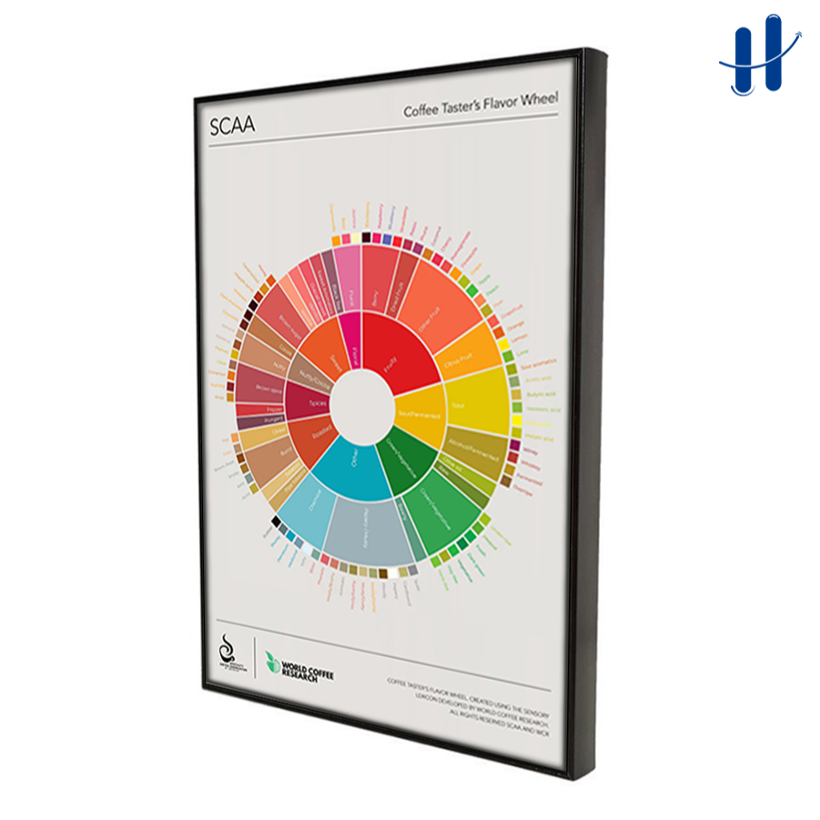 Haydecor Poster Frame Coffee Flavor Wheel Dekorasi Dinding Cafe Barista Aesthetic Premium