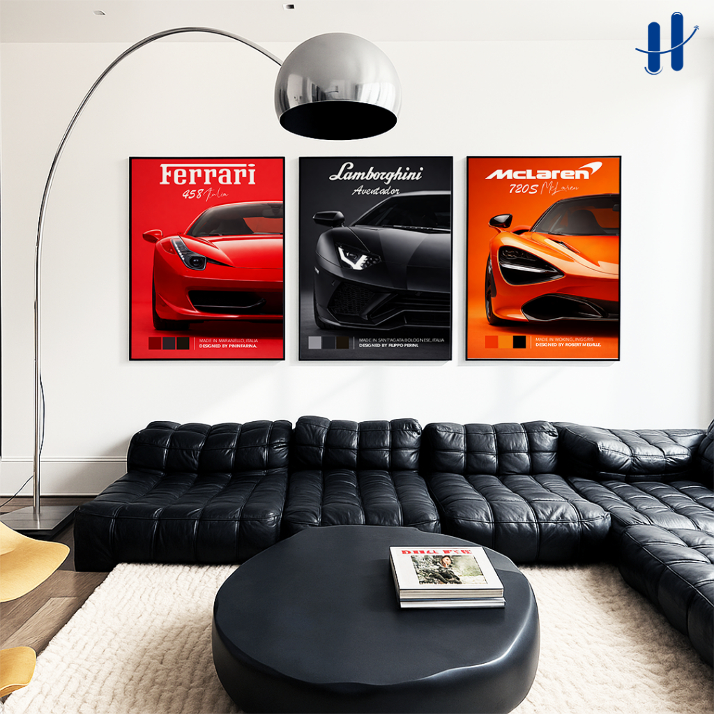 Haydecor Poster Frame Mobil Sport Ferrari Lamborghini McLaren Premium Modern Hiasan Dinding