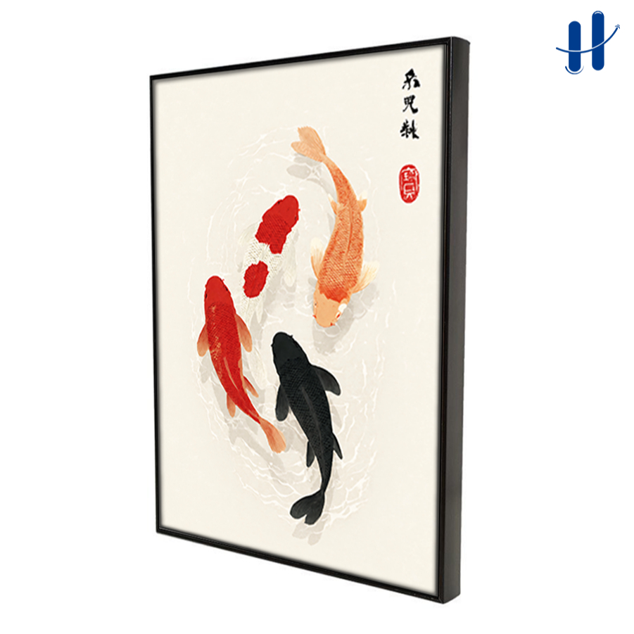 Haydecor Poster Frame Dekorasi Dinding Ikan Koi Jepang Aesthetic Premium Hiasan Dinding Kamar